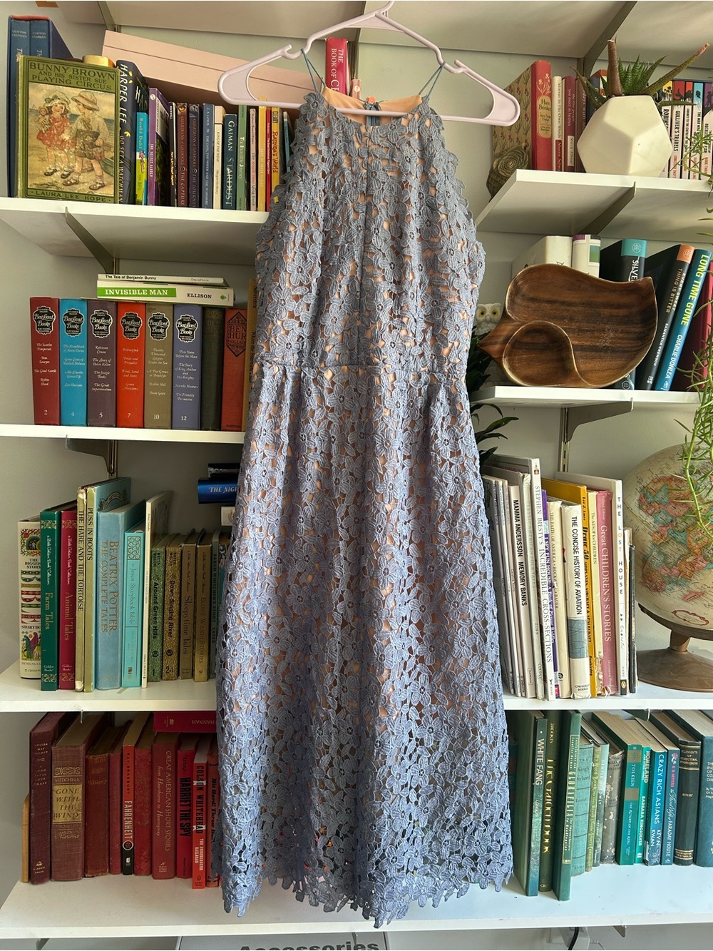 Sleeveless Lace Midi Dress in Light Blue